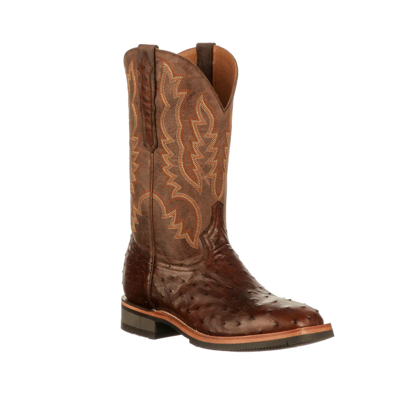 Men's Lucchese Chocolate Ostrich Square Toe Boot