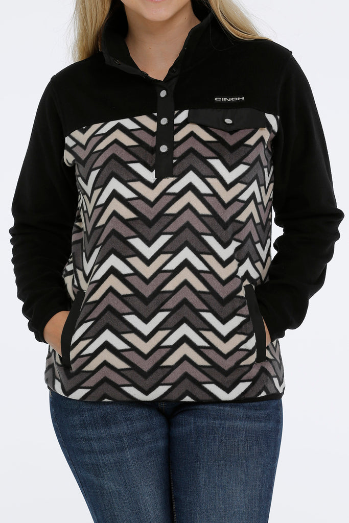 Women's Cinch Fleece Black Chevron Print Sweatshirt