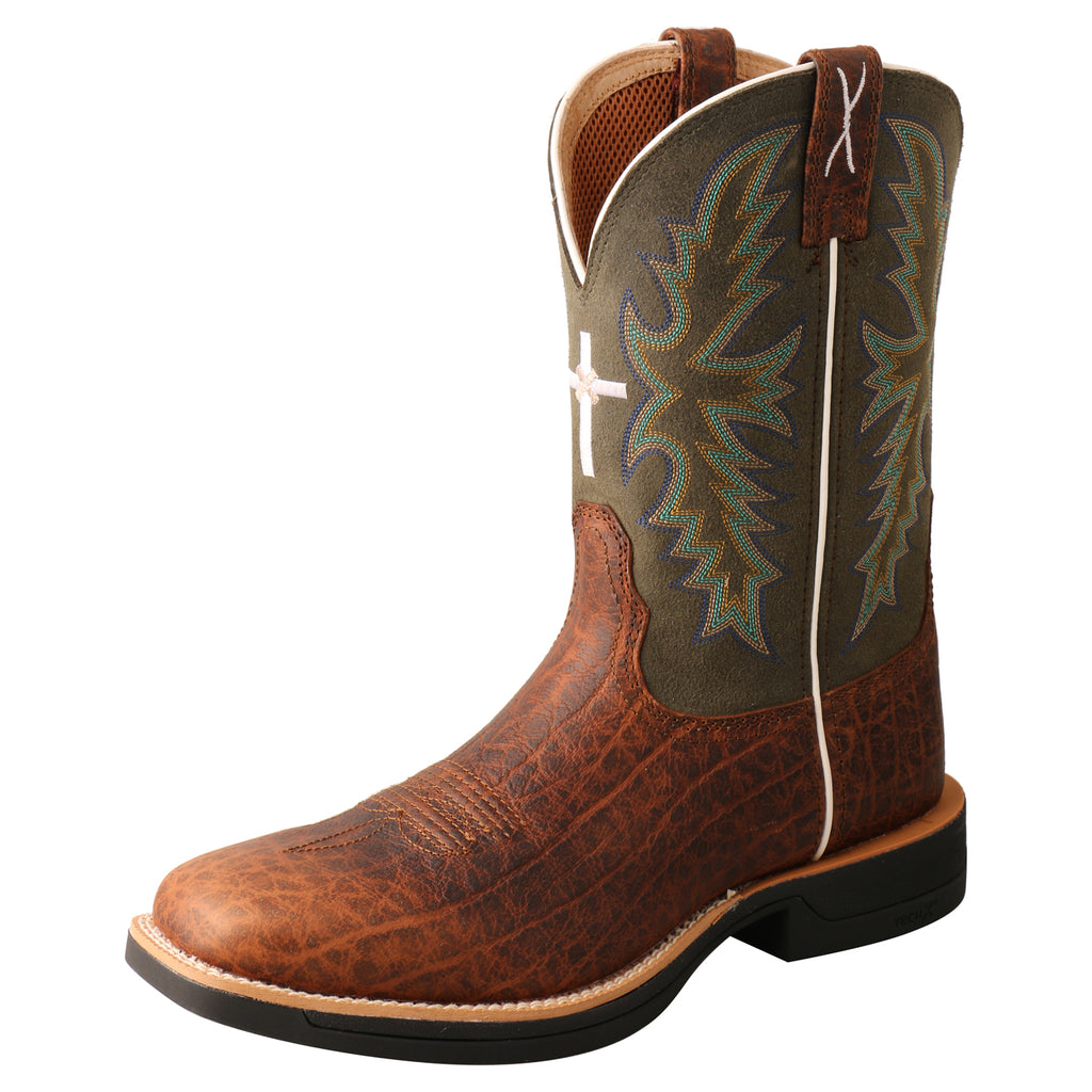 Men's Twisted X 11" Tech X Brown/Green Western Boot