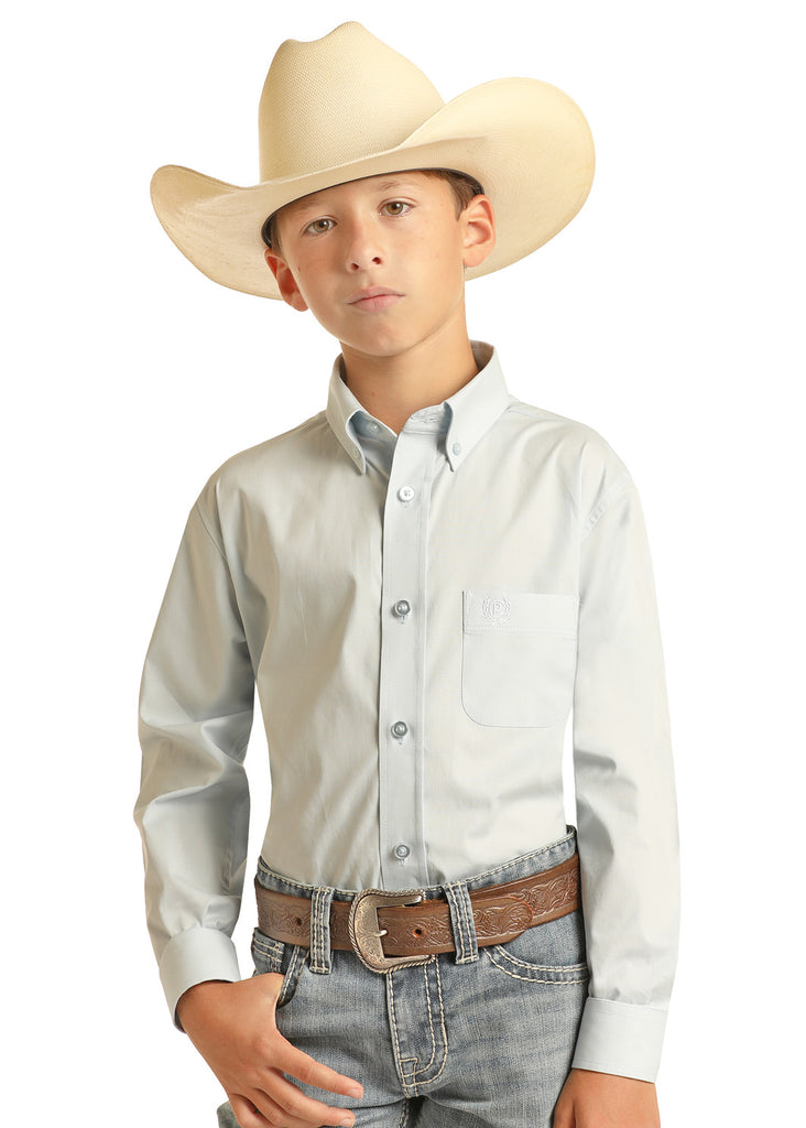 Boy's Panhandle Long Sleeve White Button Down