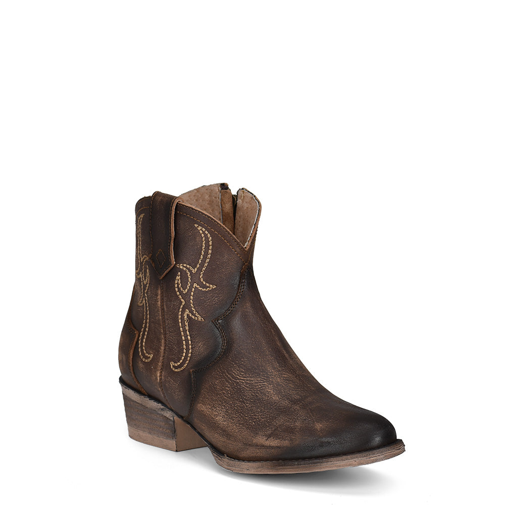 Women's Circle G Tobacco Embroidery & Zipper Round Toe Bootie