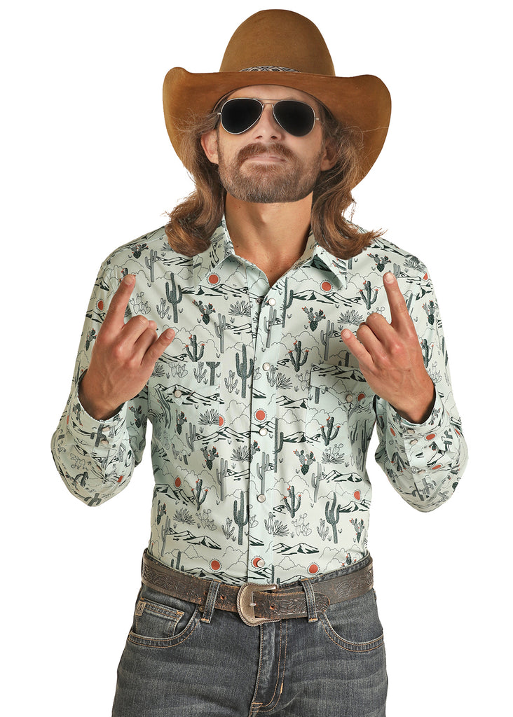 Men's Rock & Roll Dale Brisby Desert Print Snap Shirt