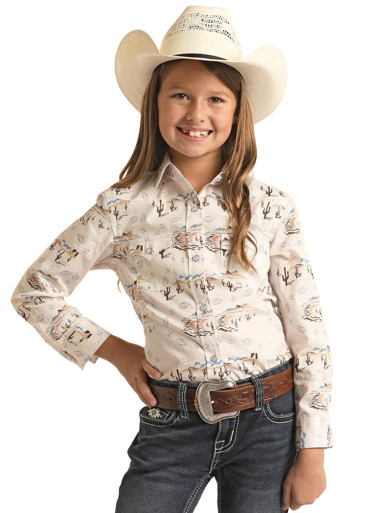Girl's Panhandle Graphic Long Sleeve Snap Shirt