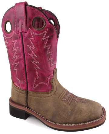 Girl's Smoky Mountain Brown/Pink Tracie Square Toe Boots