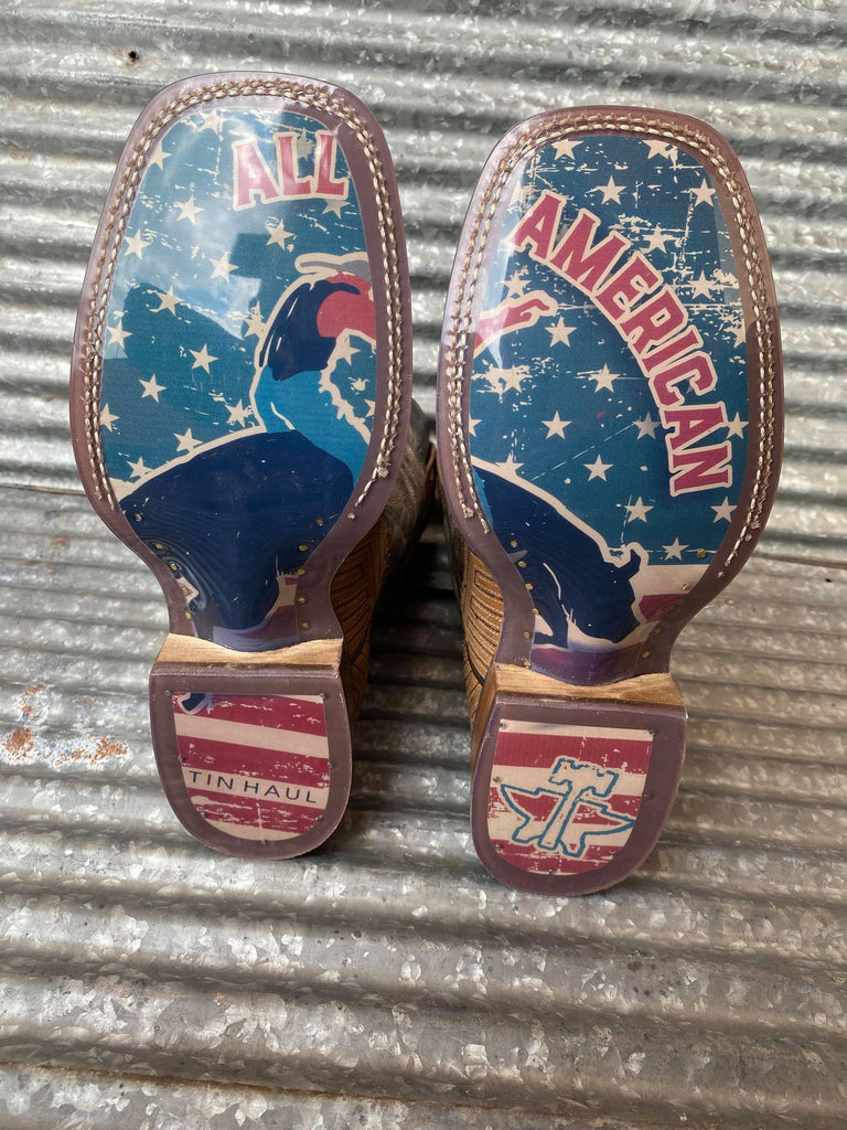 Men's Tin Haul Rowdy American Rodeo Square Toe Boot