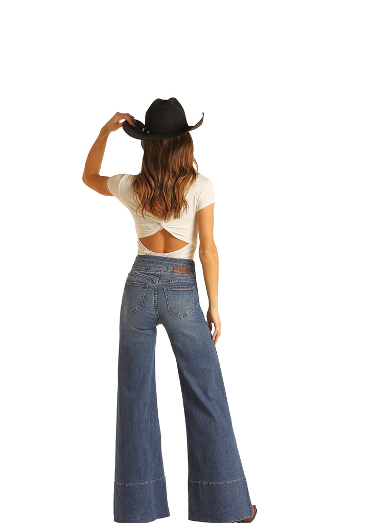 Women's Rock & Roll Palazzo Snap Flare Jeans