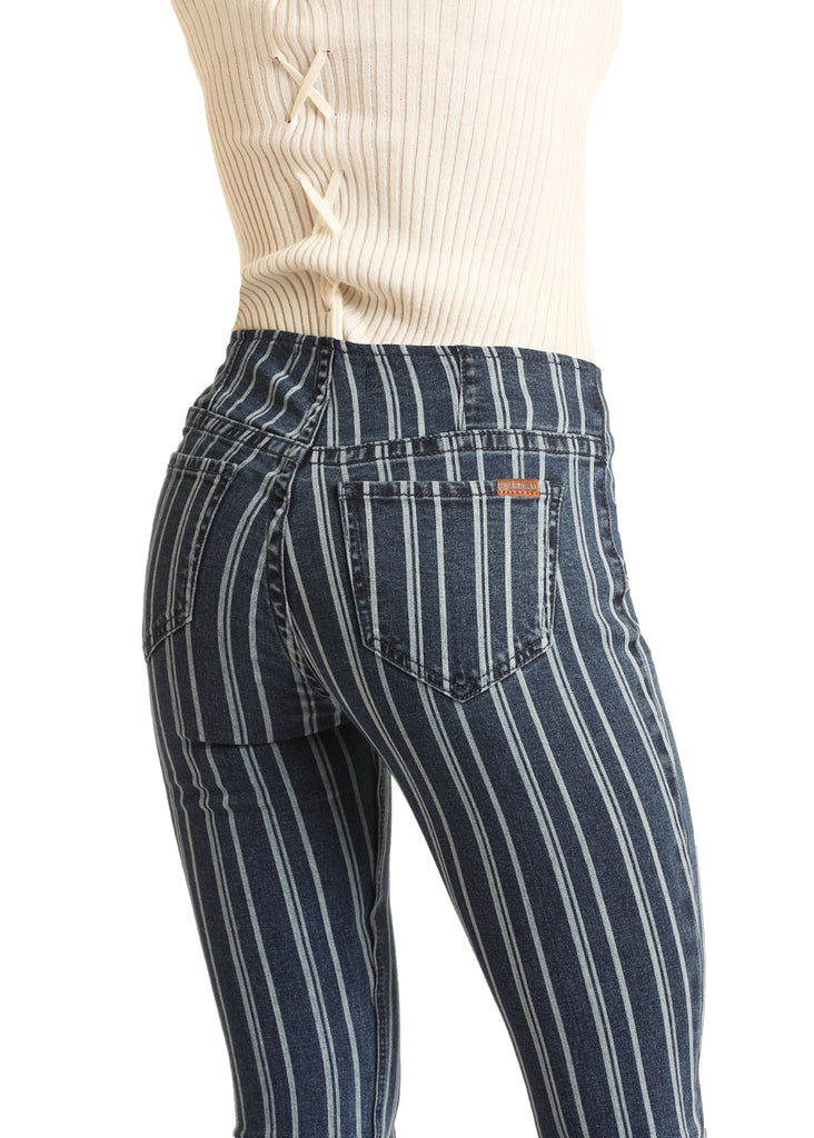 Women's Rock & Roll Cowgirl High Rise Pull-On Stripe Skinny Jean