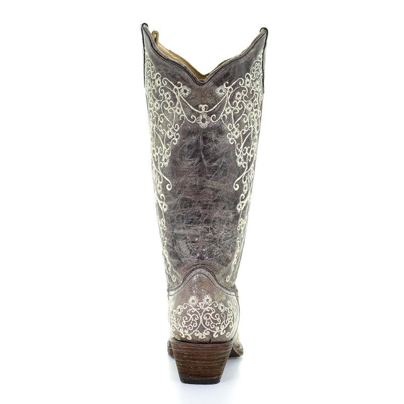 Women's Corral Bone Embroidery Snip Toe Boot