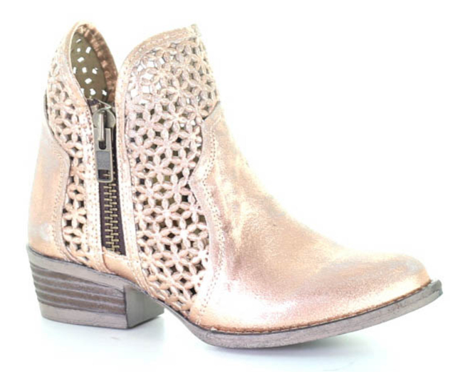 Women's Circle G Pink Gold Cutout Round Toe Bootie